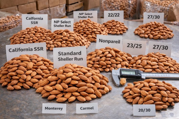 Illustrated placeholder for article titled California Almond Grades, Varieties and Sizing: Buyer Basics