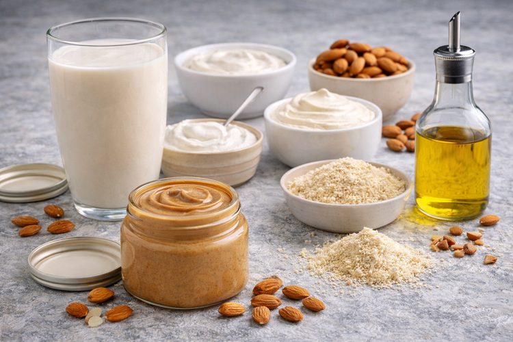 Illustrated placeholder for article titled Almonds for Plant-Based Dairy: Flour, Butter, Oil and Protein Considerations