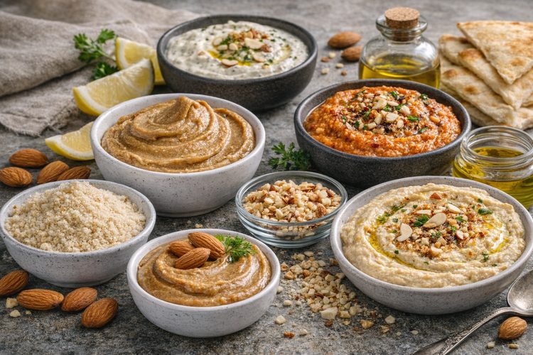 Illustrated placeholder for article titled Almond Ingredients for Sauces, Dips and Spreads