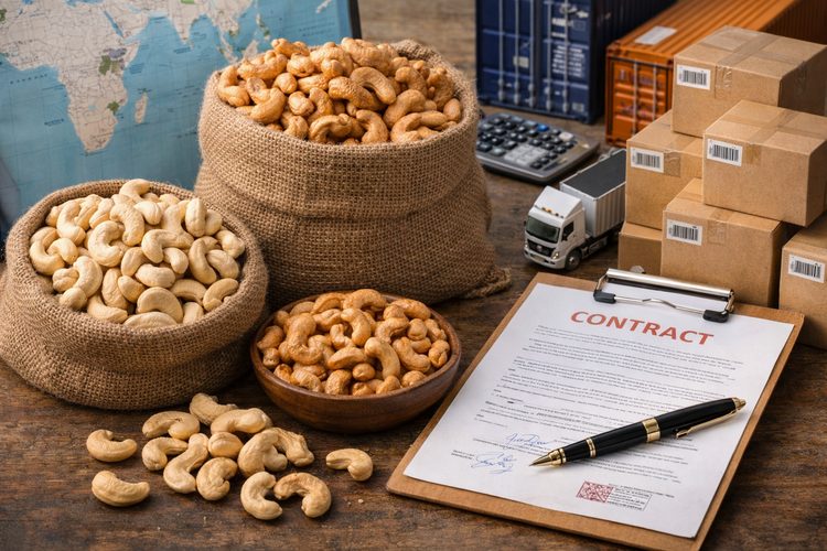 Illustrated placeholder for article titled Origin, Processing and Contract Planning in Cashew Trade