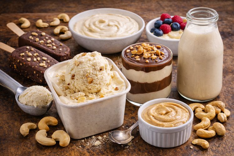 Illustrated placeholder for article titled Cashews in Frozen Desserts and Dairy Alternatives