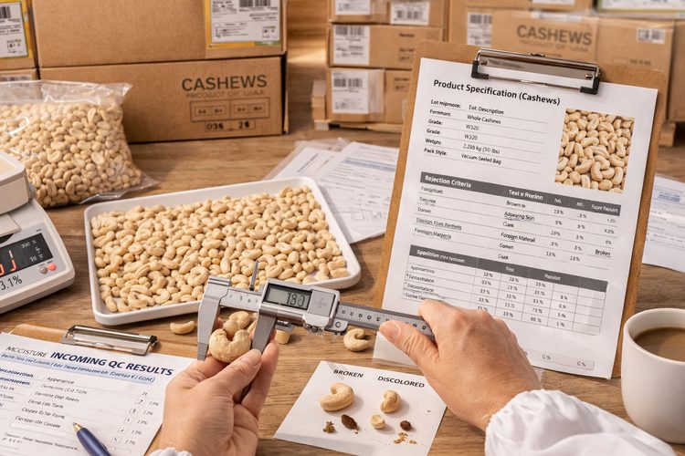 Illustrated placeholder for article titled Incoming QC for Cashew Ingredients